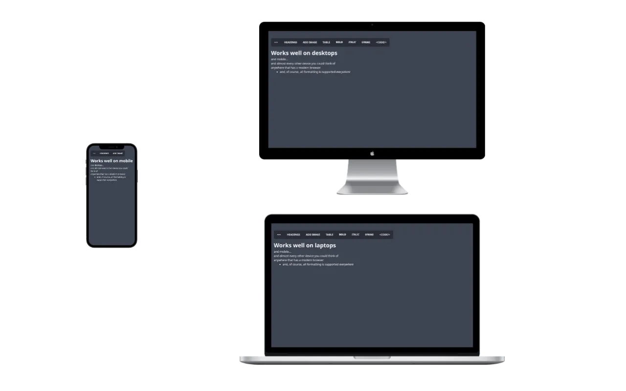 Display of the app on Desktop, Laptops, and mobile